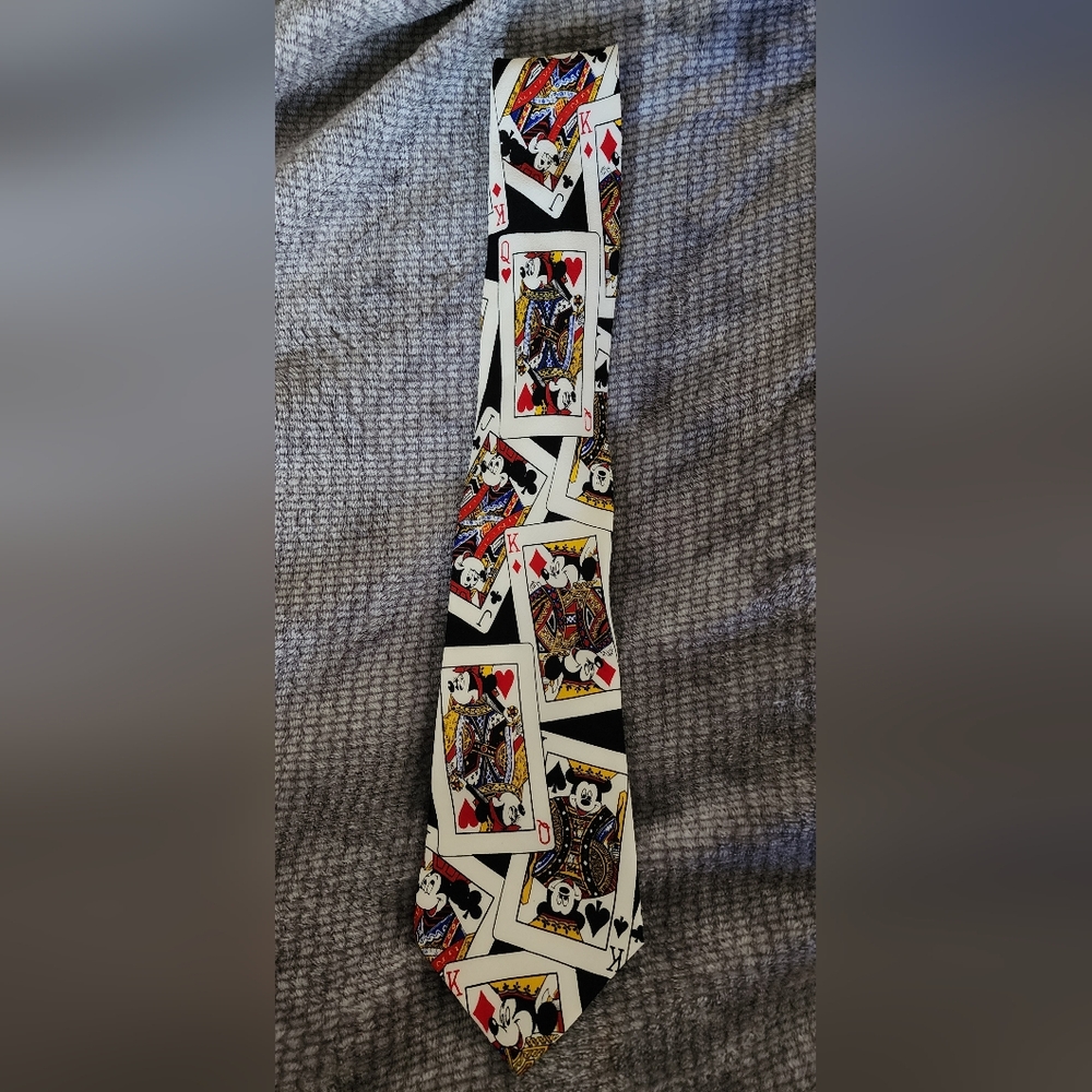 Disney Mickey Mouse Playing Card Design Men's Tie - Picture 1 of 2